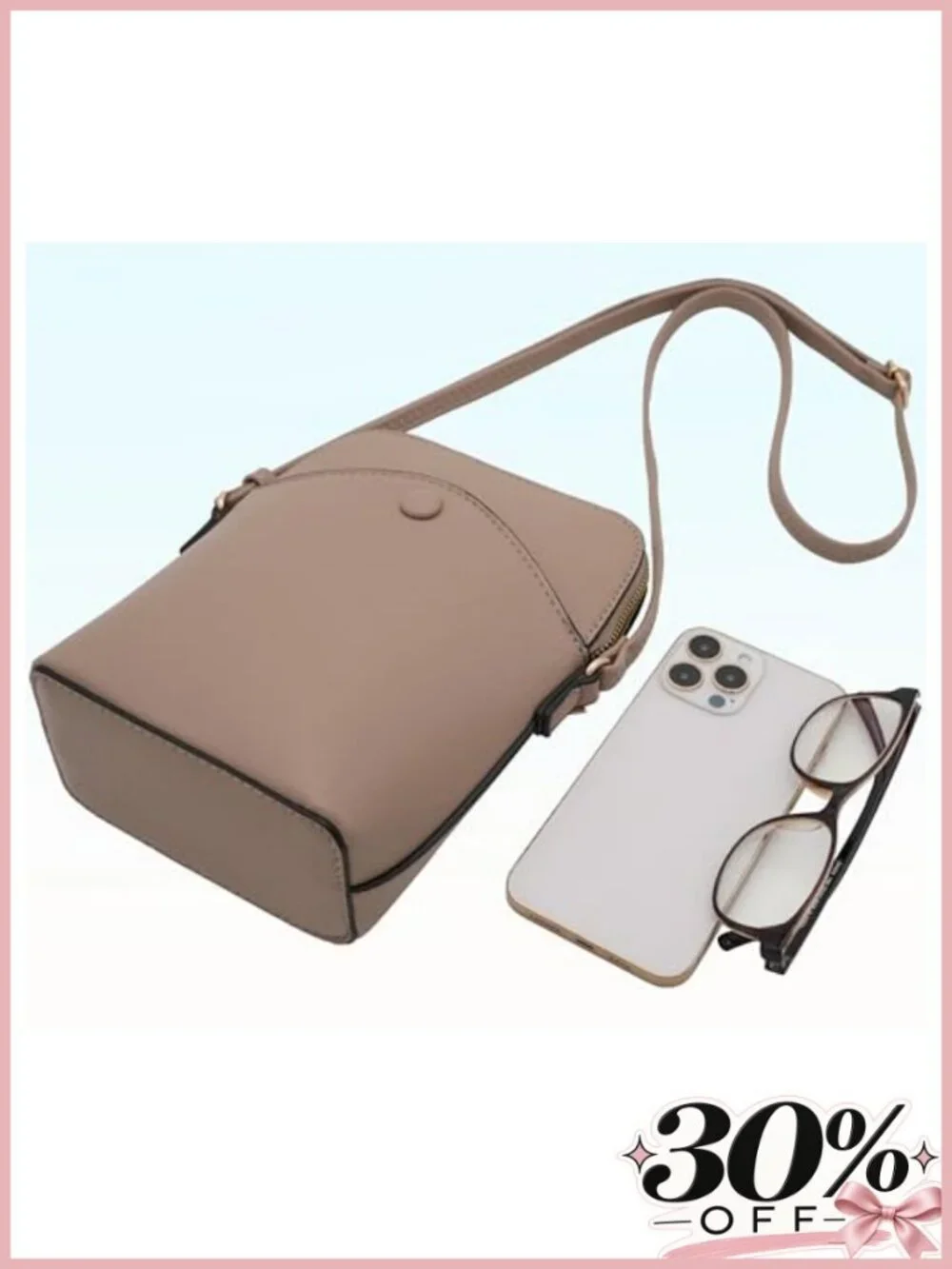 Small Crossbody Bag Vegan Leather Gold Hardware Adjustable Strap Mini Purse